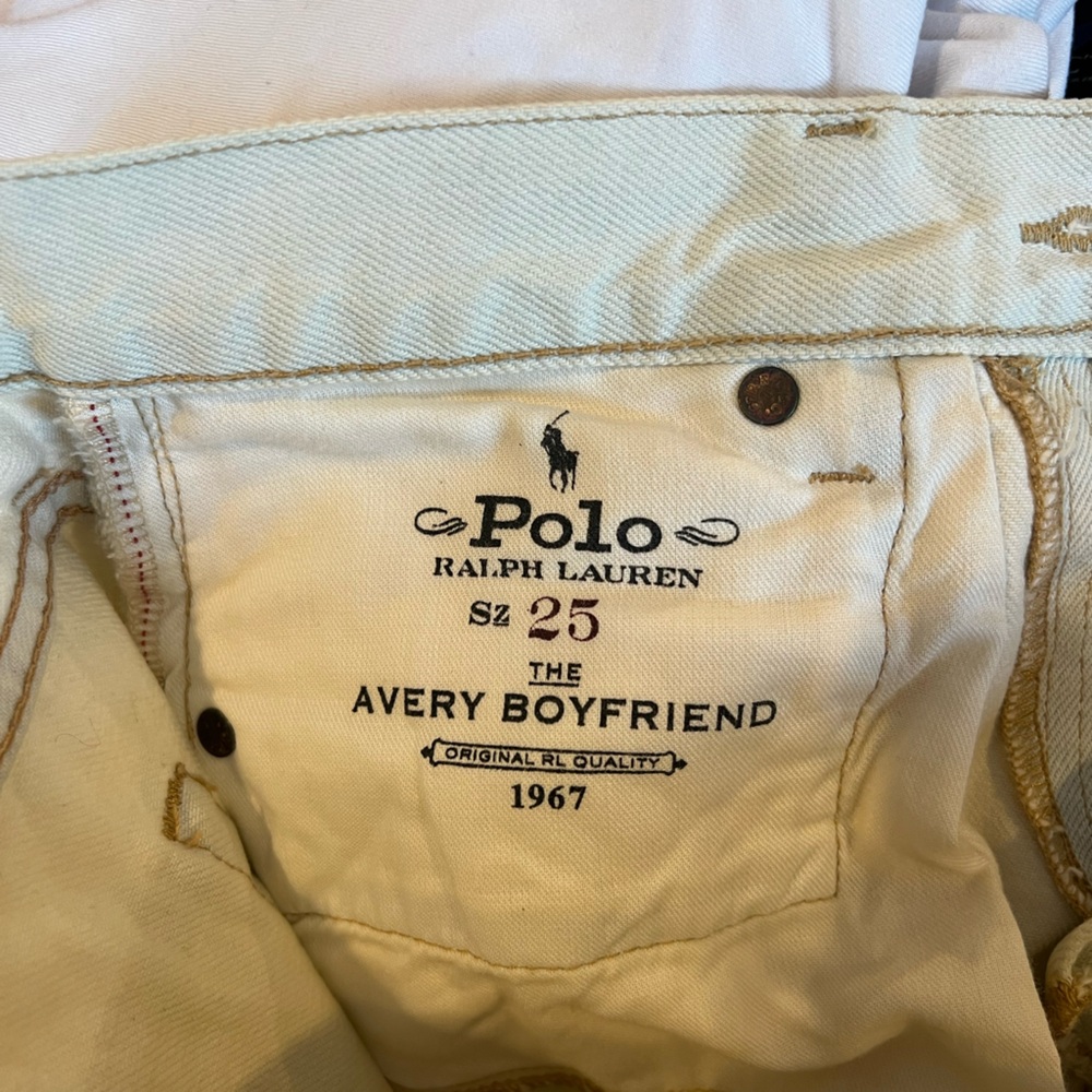 Polo Ralph Lauren Women Avery Boyfriend Jeans White Paint splatter Size 25 - Picture 6 of 7